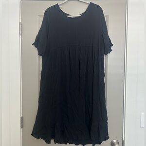 Isabel Maternity Black Ruffled Tiered Midi Sundress